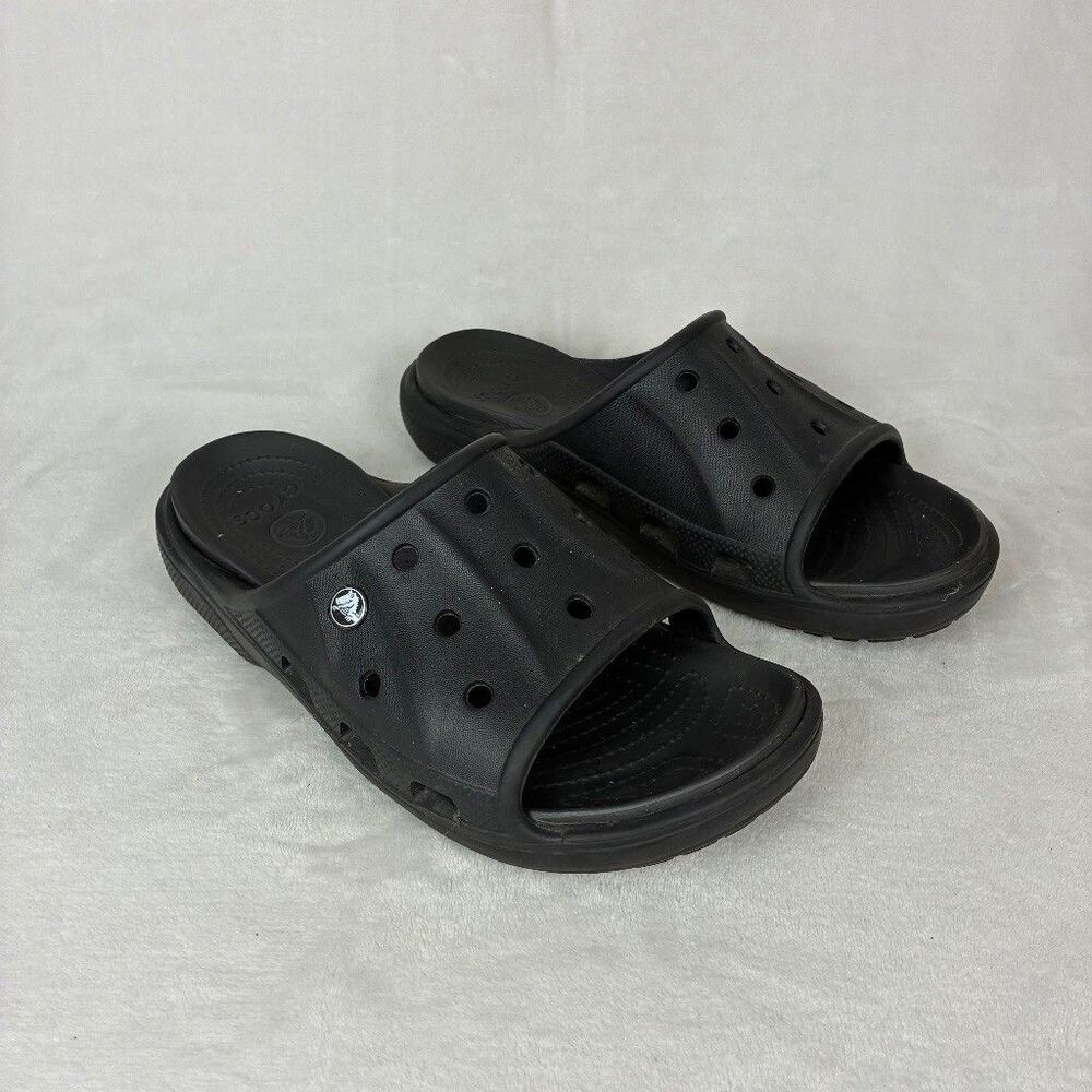 Crocs Baya II Slide Sandal Black Mens 10 Womens 12 Slip On Open Toe Comfort Shoe